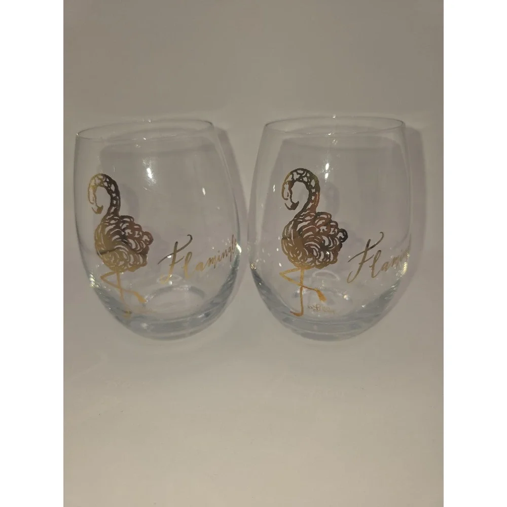 Lilly Pulitzer 16 Oz Set Of 2 Stemless Wine Glasses 
